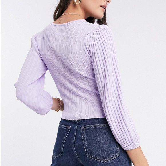 Mango Button Front Cardigan In Lilac,Size S - Picture 3 of 6